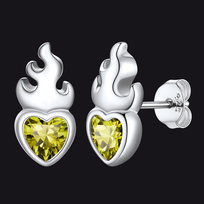 Faithheart 925 Sterling Silver Celtic Birthstone Earrings for Men August Synthetic Peridot