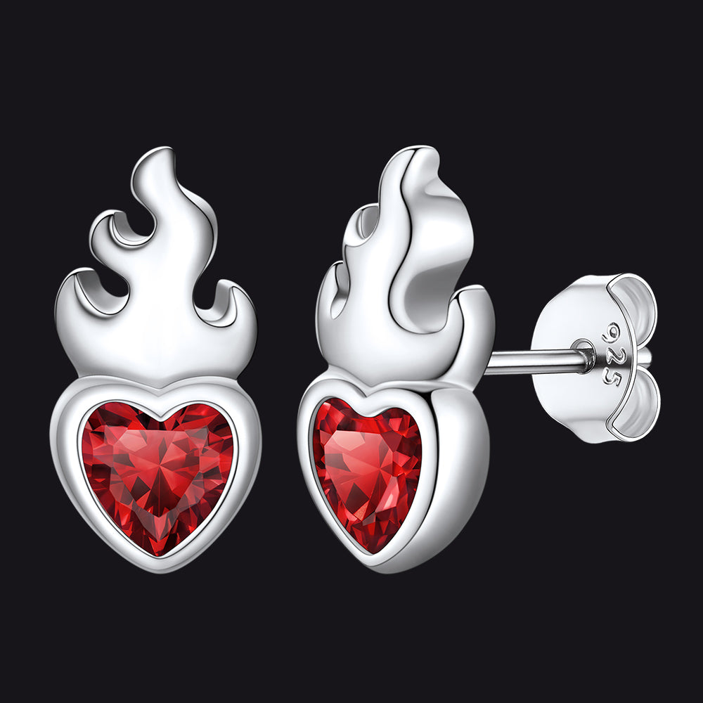Faithheart 925 Sterling Silver Celtic Birthstone Earrings for Men FaithHeart January Synthetic Garnet