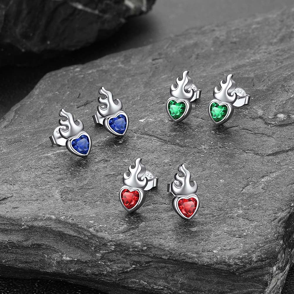 Faithheart 925 Sterling Silver Celtic Birthstone Earrings for Men FaithHeart