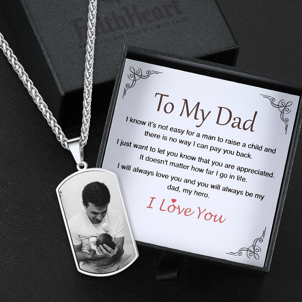 Faithheart Custom Photo Calendar Dog Tag Necklace Gift for Dad