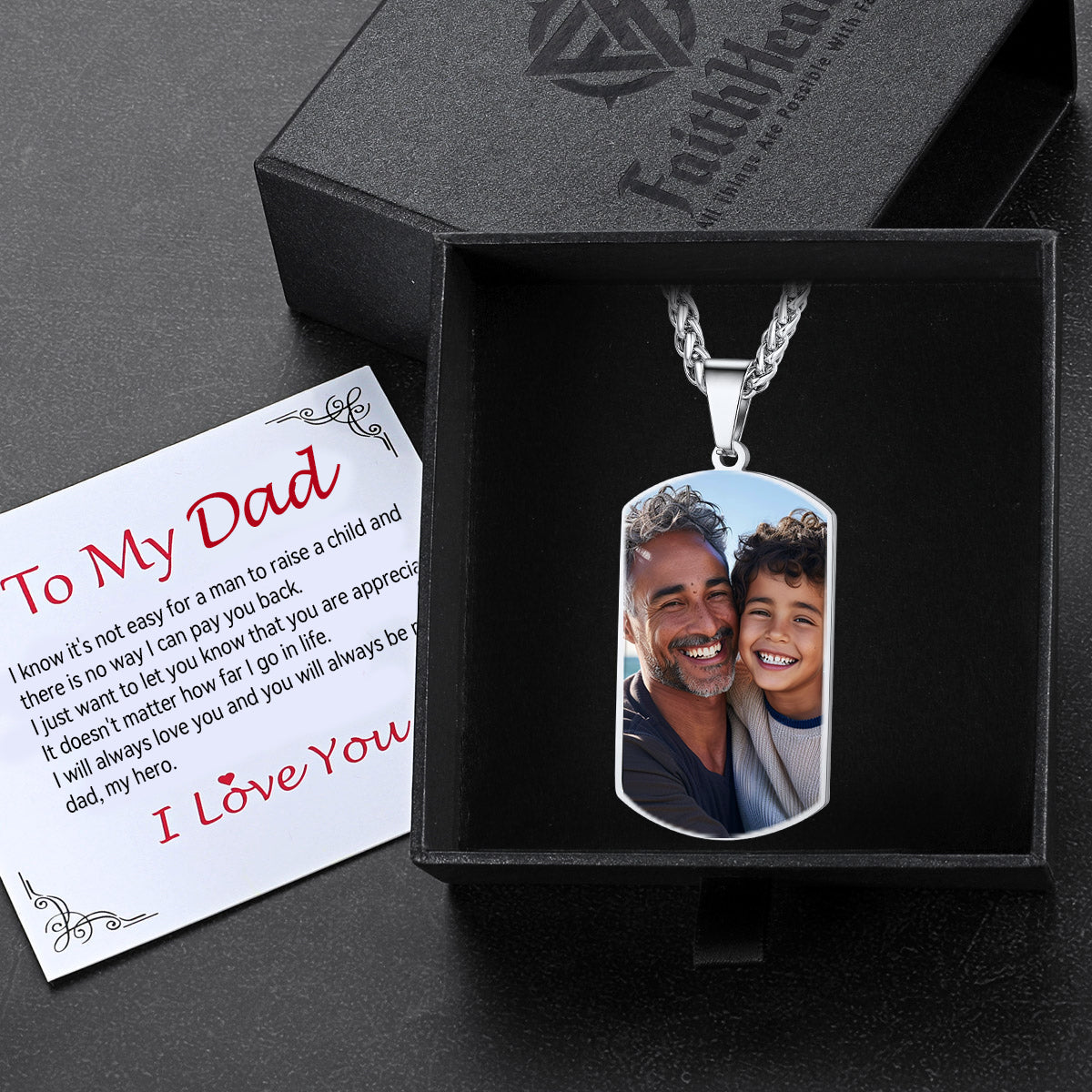 Custom Photo Dog Tag Necklace with Picture For Men