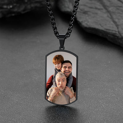 Faithheart Custom Photo Dog Tag Necklace with Picture Gift for Dad