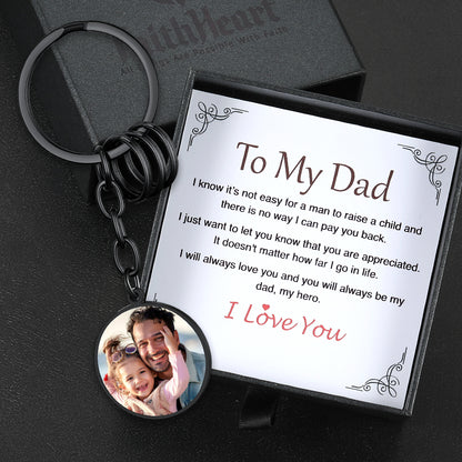 Faithheart Text Scannable Spotify Code Round Keychain With Picture Gift for Dad