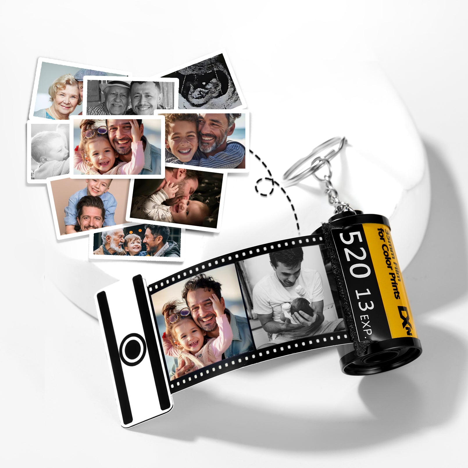 Custom Photo Camera Film Roll Keychain Reel Album Gift For Dad FaithHeart Jewelry