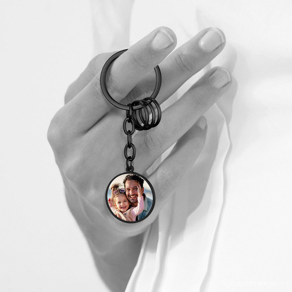 Faithheart Text Scannable Spotify Code Round Photo Keychain Gift for Dad