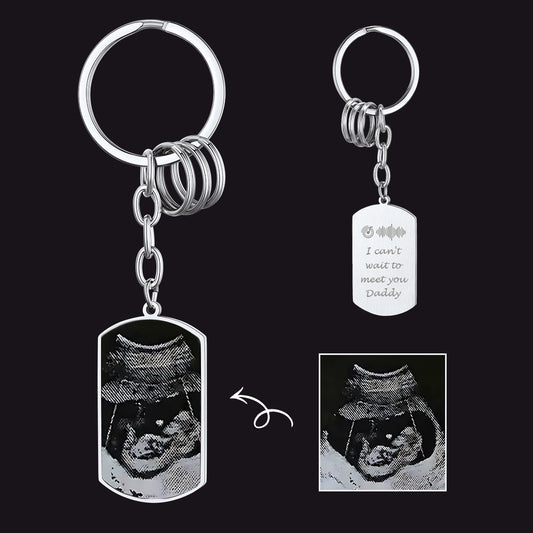 Faithheart Customized Scannable Spotify Code Keychain With Picture Gift for Dad FaithHeart Jewelry