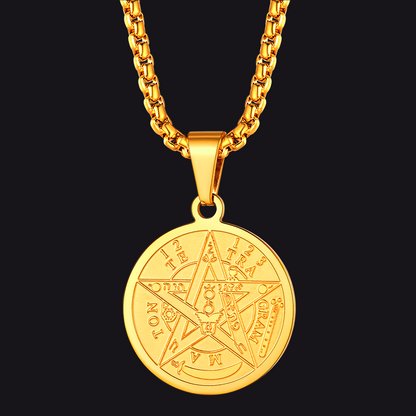 Faithheart Pendant Seal of Solomon Medal Pentagram Religious Amulet Necklace for Men