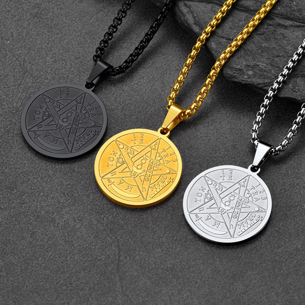 Faithheart Pendant Seal of Solomon Petagrnam Amulet Necklace for Men