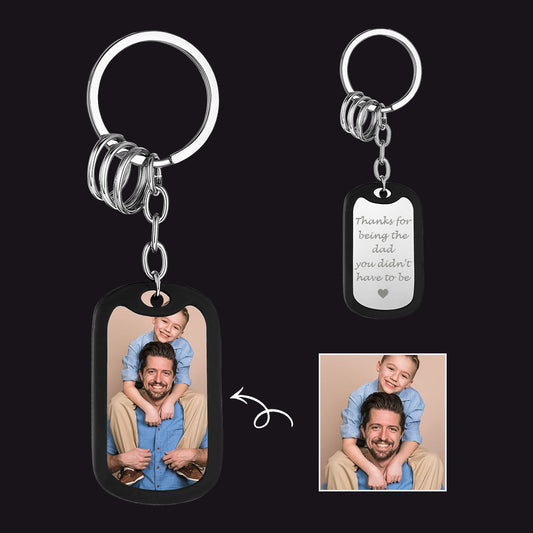 Customized Photo Dog Tag Keychain With Engraving FaithHeart Jewelry