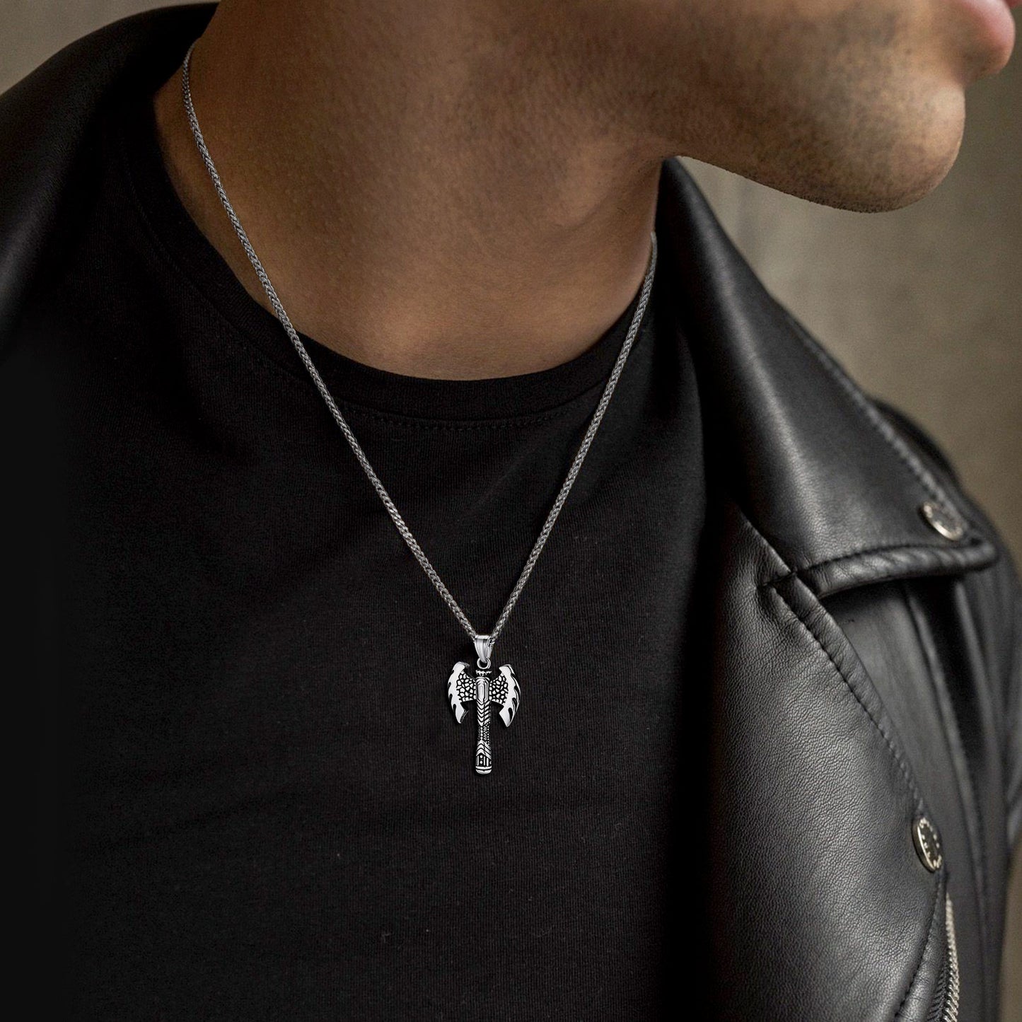 Faithheart Stainless Steel Norse Viking Solid Axe of Perun Necklace FaithHeart