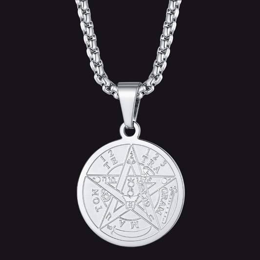 Faithheart Stainless Steel Pendant Seal of Solomon Medal Pentagram Amulet Necklace