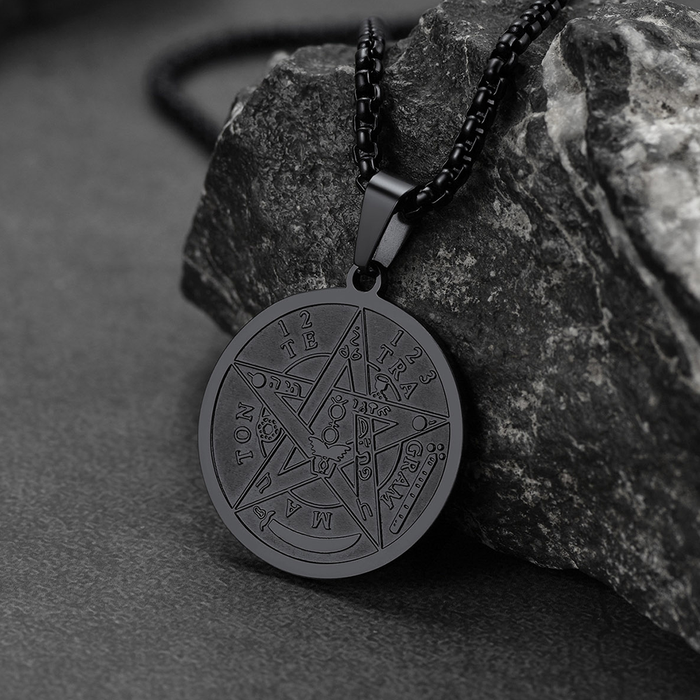 Faithheart Stainless Steel Pendant Seal of Solomon Medal Pentagram Religious Amulet Necklace