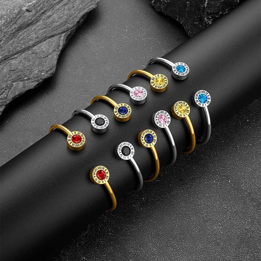 Faithheart Norse Viking Runes Cubic Zirconia Birthstone Bracelets for Men Women FaithHeart