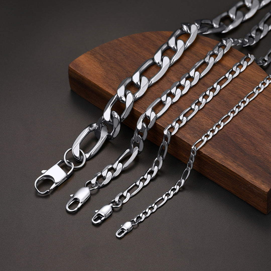 Figaro Cuban Link Necklaces 4/6/9/13 MM Chain for Men