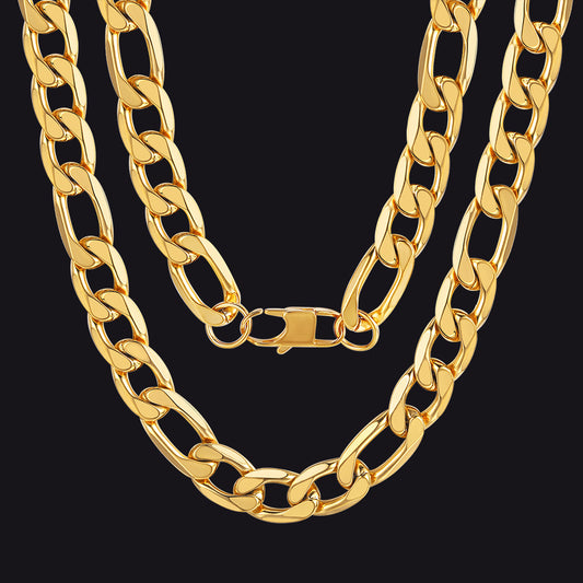 Figaro Cuban Link Necklaces 4/6/9/13 MM Chain for Men