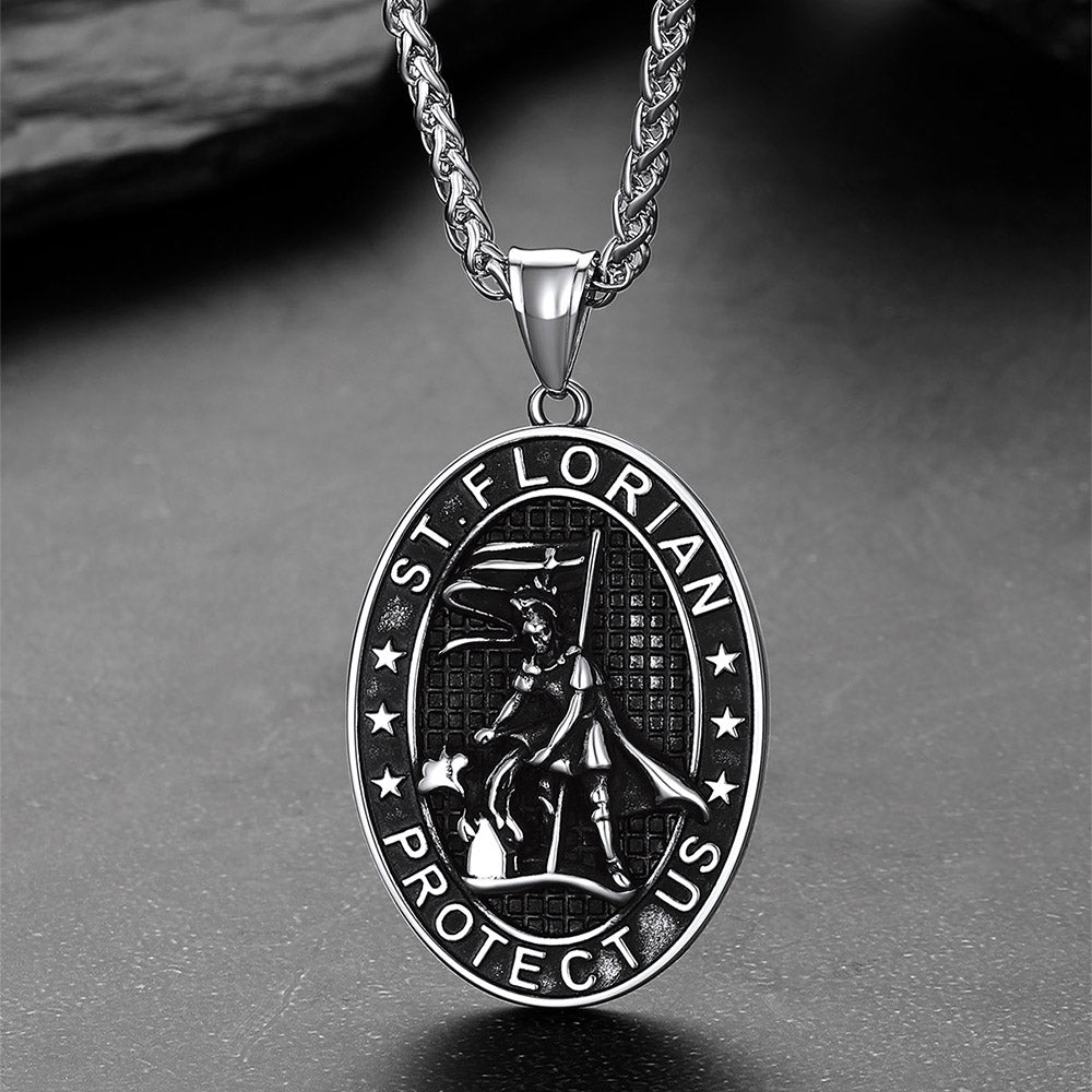 FaithHeart Fire Fighter Saint Florian Necklace for Men