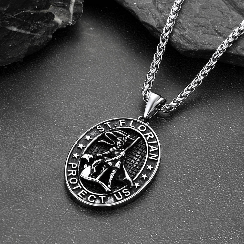 FaithHeart Fire Fighter Saint Florian Necklace for Men