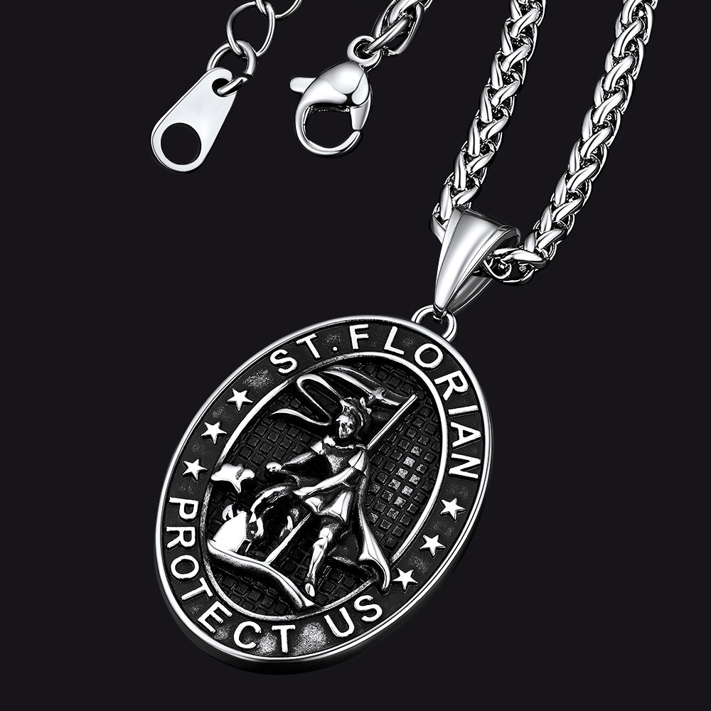 FaithHeart Fire Fighter Saint Florian Necklace for Men