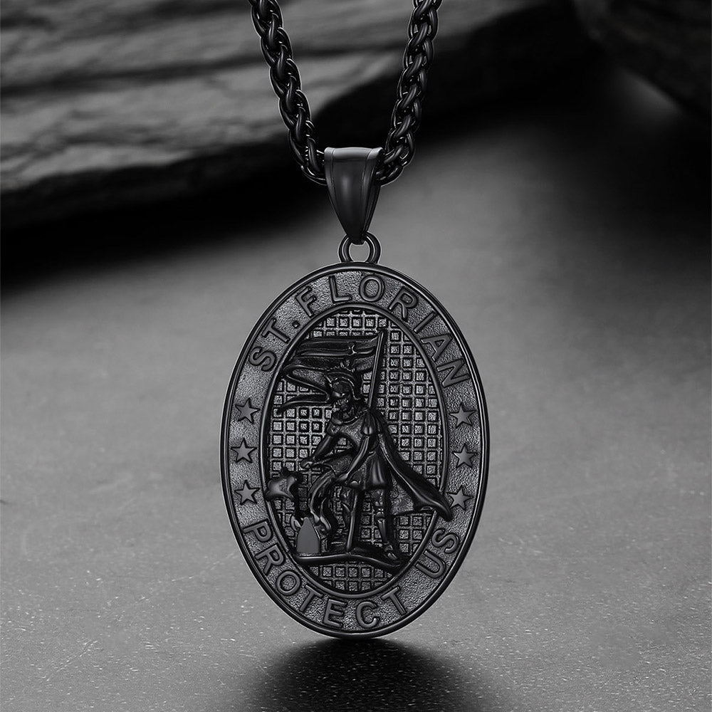 FaithHeart Fire Fighter Saint Florian Necklace for Men