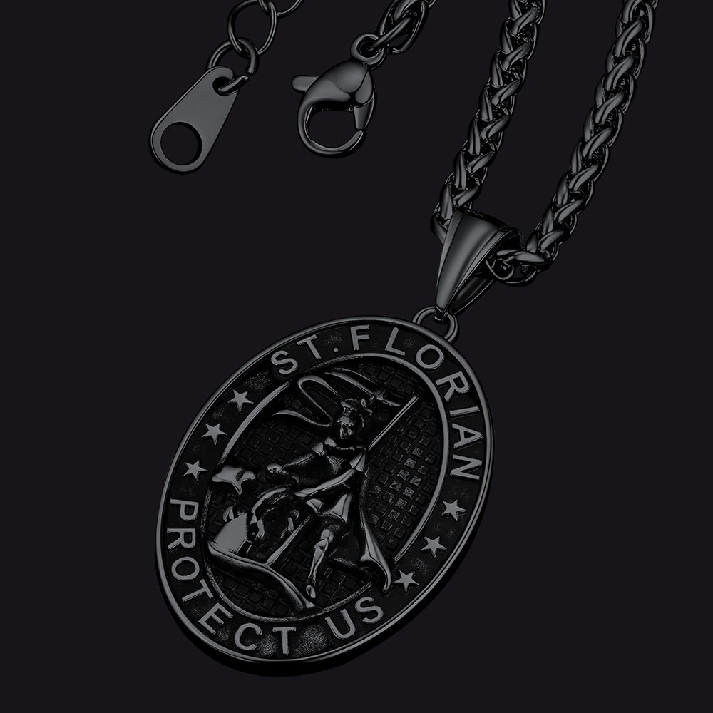 FaithHeart Fire Fighter Saint Florian Necklace for Men