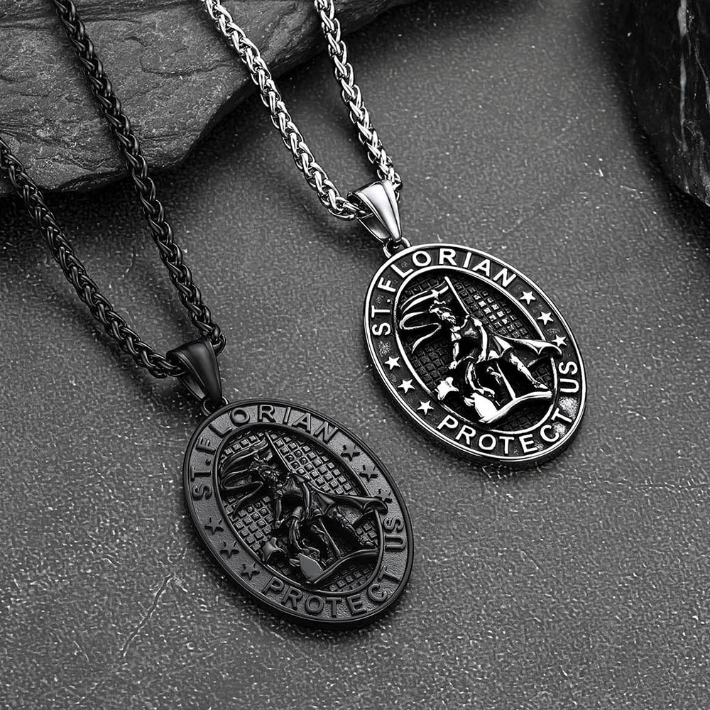 FaithHeart Fire Fighter Saint Florian Necklace for Men