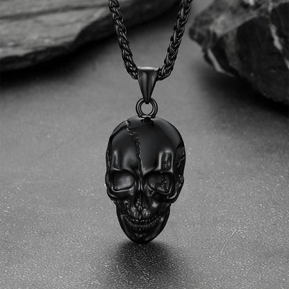 Gothic Skull Necklaces with Fissured Skeleton Head for Men