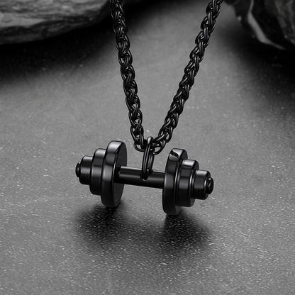 Fitness Dumbbell Pendant Necklace for Men