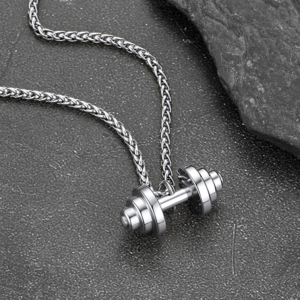 Fitness Dumbbell Pendant Necklace for Men