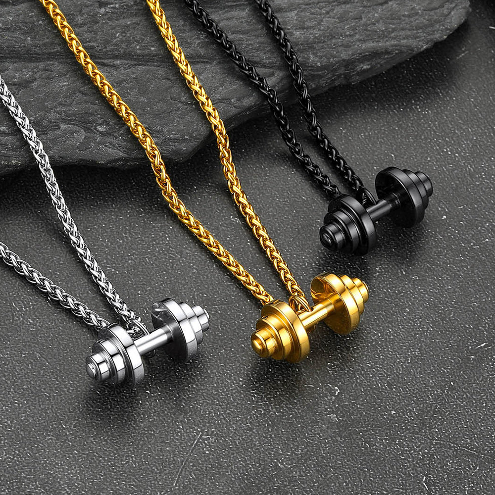 Fitness Dumbbell Pendant Necklace for Men