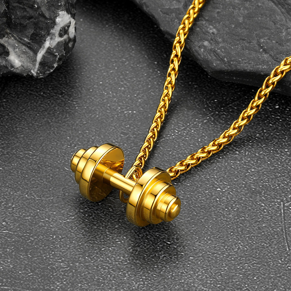 Fitness Dumbbell Pendant Necklace for Men