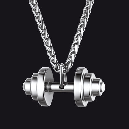 Fitness Dumbbell Pendant Necklace for Men