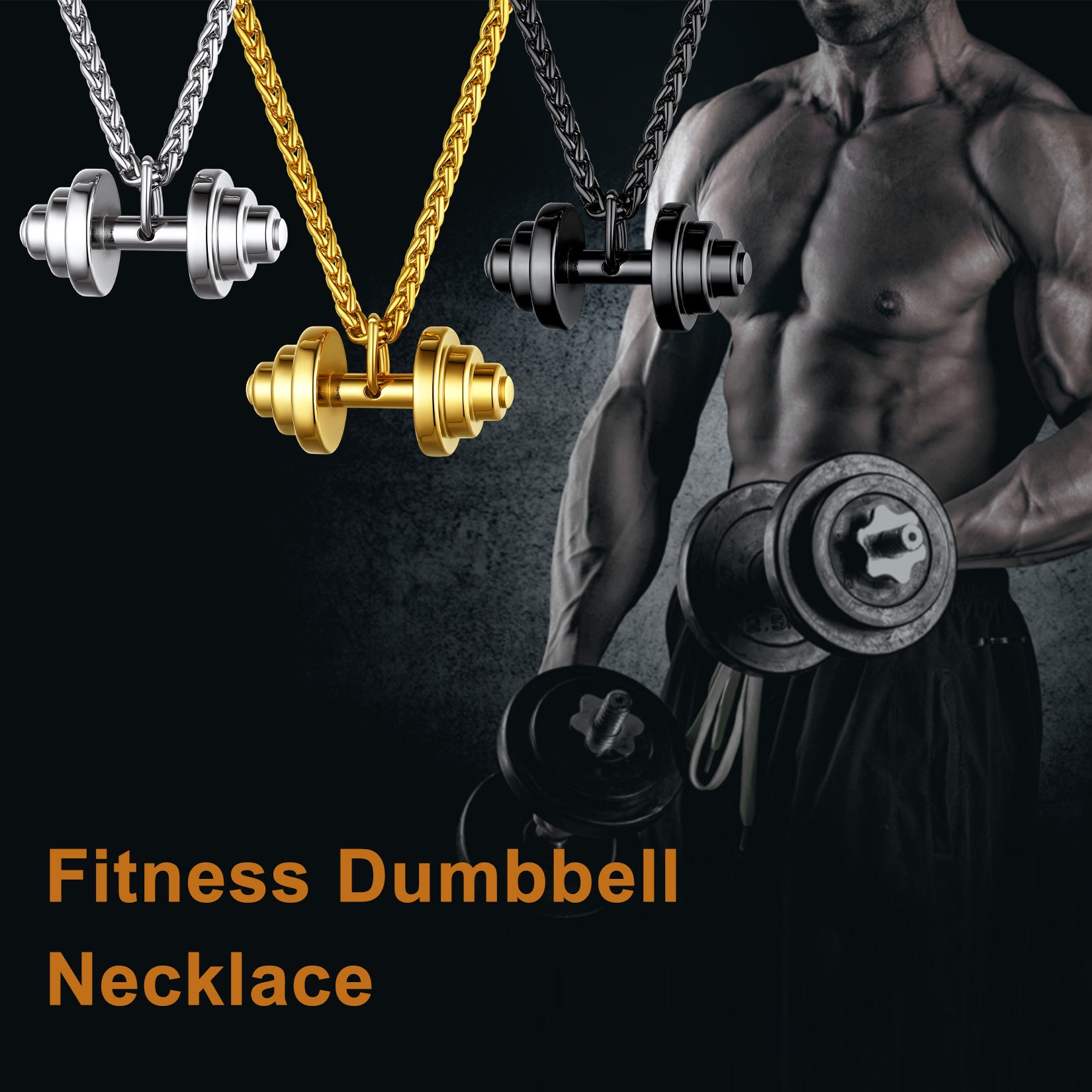 Fitness Dumbbell Pendant Necklace for Men