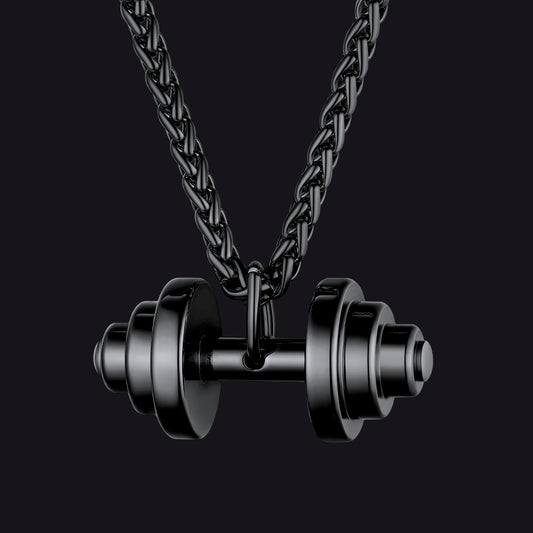 Fitness Dumbbell Pendant Necklace for Men