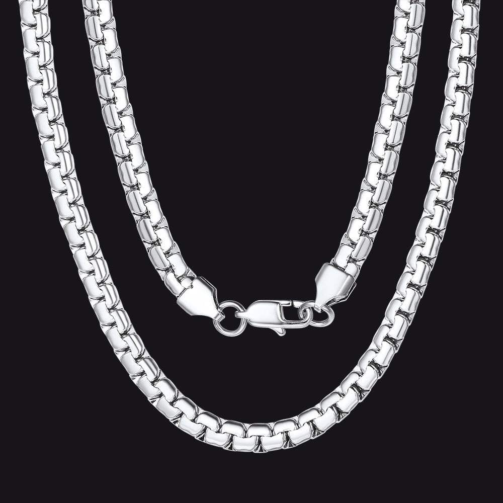 Stainless steel flat box link chain necklace for men and womenimg