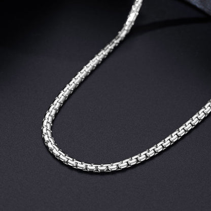 Flat Box Chain Link Necklace for Men Women