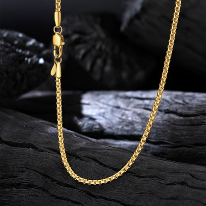 Flat Box Chain Link Necklace for Men Women