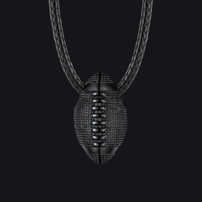 Football Pendant Leather Necklace Cord for Men Sports Fans