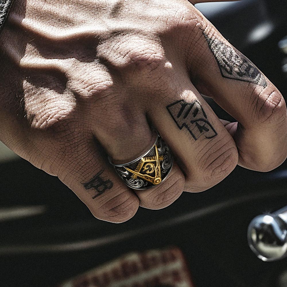 FaithHeart Freemason Masonic Ring Band for Men FaithHeart