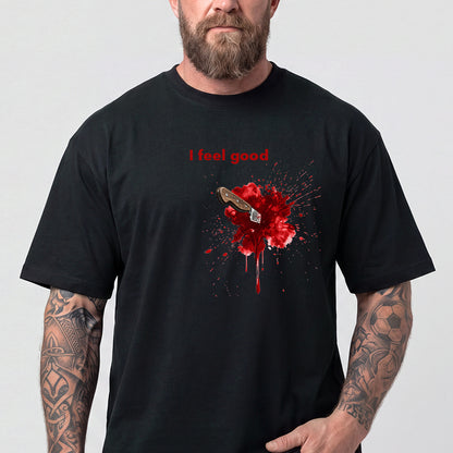 Funny Bloody Knife T-Shirt Dark Humor Halloween Tee for Men