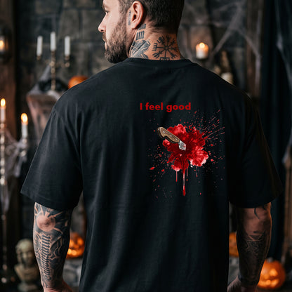 Funny Bloody Knife T-Shirt Dark Humor Halloween Tee for Men
