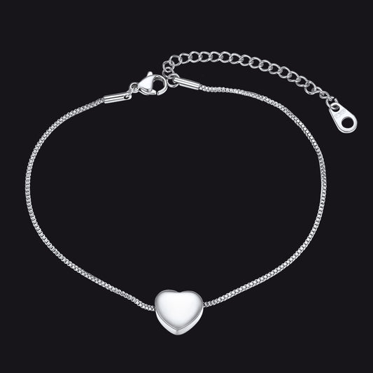   Engraving Heart Anklet with Cable Chain for Womenimg