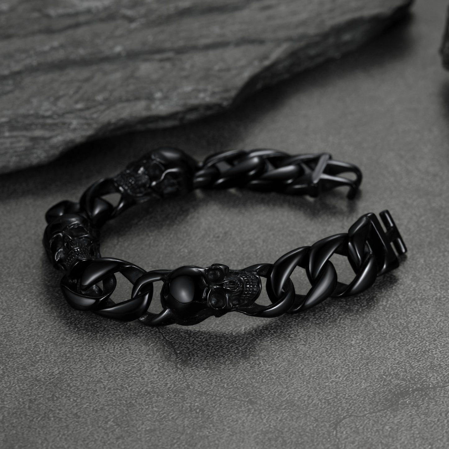 FaithHeart Gothic Skull Cuban Chain Bracelet For Men FaithHeart