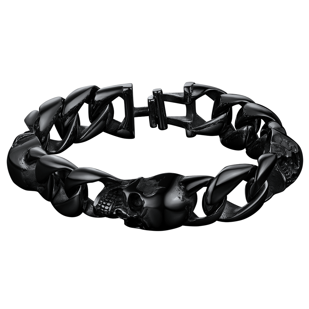 FaithHeart Gothic Skull Cuban Chain Bracelet For Men FaithHeartimg