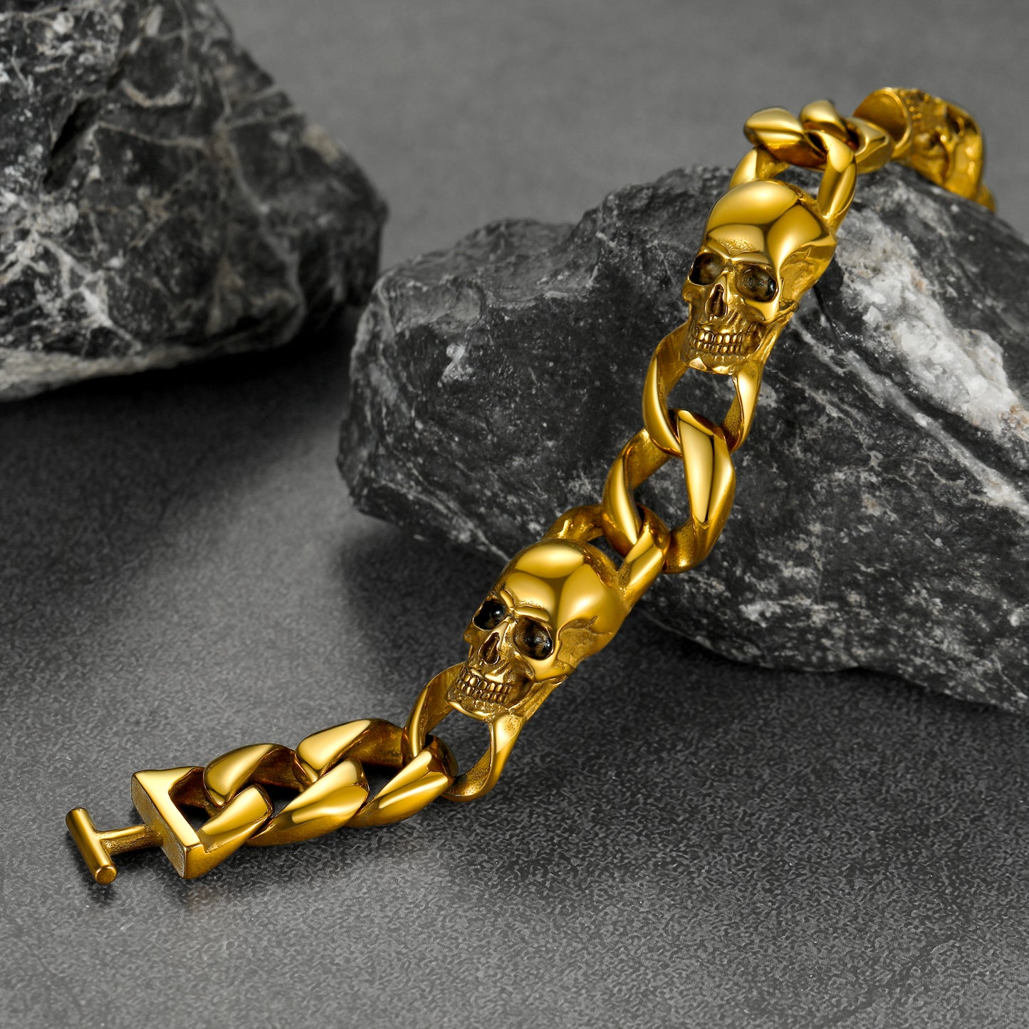 FaithHeart Gothic Skull Cuban Chain Bracelet For Men FaithHeart