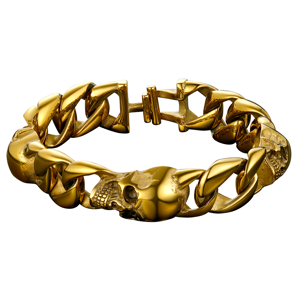 FaithHeart Gothic Skull Cuban Chain Bracelet For Men FaithHeart