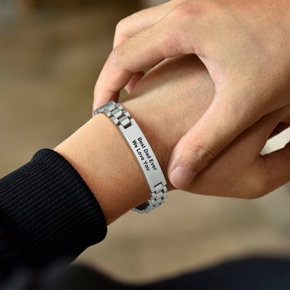 Customized Engraved Nameplate Bar Link Wristband Bracelet for Men