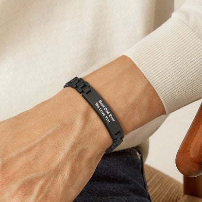 Customized Engraved Nameplate Bar Link Wristband Bracelet for Men