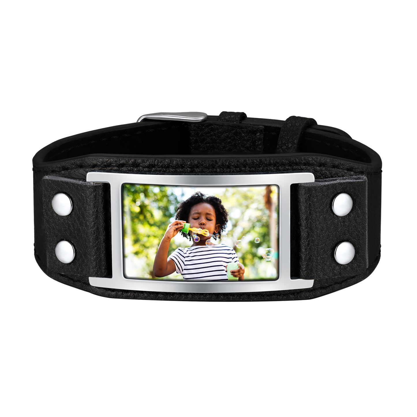 Personalized Picture Leather Bracelet Wristband for Men FaithHeart