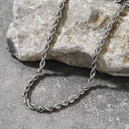 3MM Figaro Twisted Rope Chain Link Necklace for Men