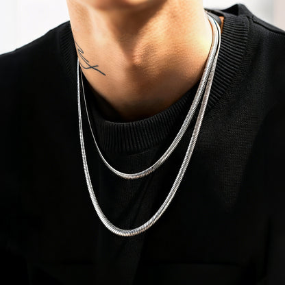 8MM steel snake chain link necklace set for men women